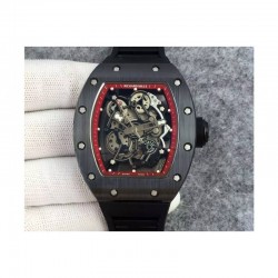 Replica Richard Mille RM55 Black Ceramic Red Skeleton Dial M8215