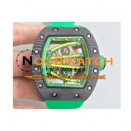 Replica Richard Mille RM59-01A Forged Carbon Green Skeleton Dial M6T51