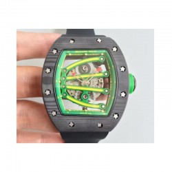 Replica Richard Mille RM59-01A Forged Carbon Green Skeleton Dial M6T51