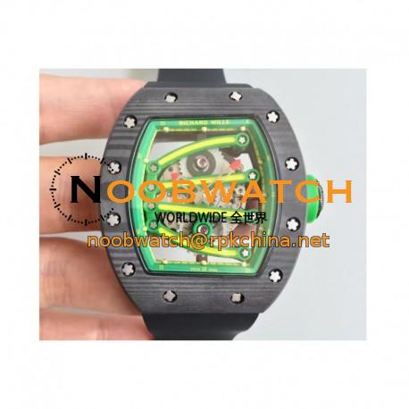 Replica Richard Mille RM59-01A Forged Carbon Green Skeleton Dial M6T51