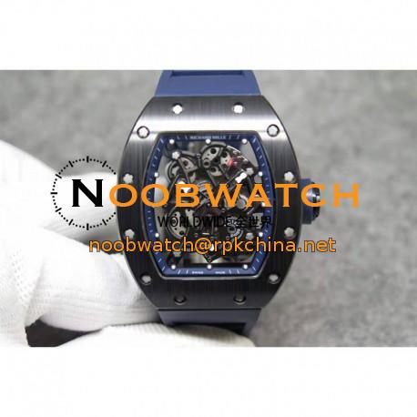 Replica Richard Mille RM55 Black Ceramic Blue Skeleton Dial M8215