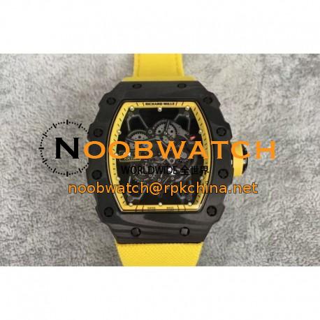 Replica Richard Mille RM35-01 Rafael Nadal Forged Carbon Skeleton Yellow Dial Yellow Nylon Strap M9015