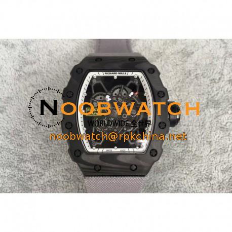 Replica Richard Mille RM35-01 Rafael Nadal Forged Carbon Skeleton White Dial Gray Nylon Strap M9015