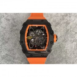 Replica Richard Mille RM35-01 Rafael Nadal Forged Carbon Skeleton Orange Dial Orange Nylon Strap M9015