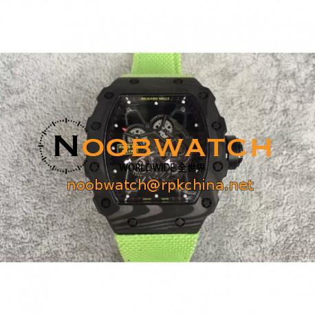 Replica Richard Mille RM35-01 Rafael Nadal Forged Carbon Skeleton Black Dial Green Nylon M9015