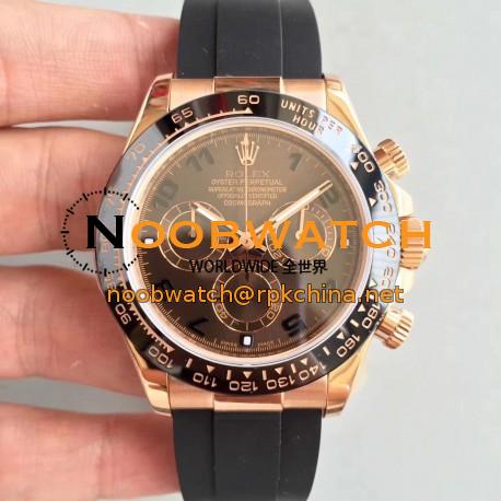 Replica Rolex Daytona Cosmograph 116515LN AR Rose Gold Chocolate Dial Swiss 4130 Run 6@SEC