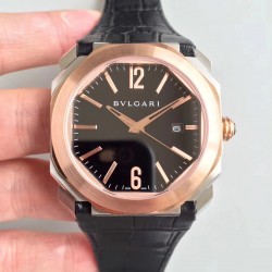 Replica Bvlgari Octo Solotempo 101964 JL Stainless Steel & Rose Gold Black Dial Swiss BVL193