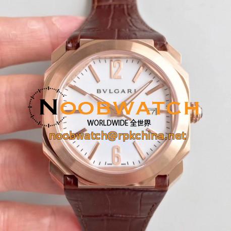 Replica Bvlgari Octo Solotempo 101963 JL Rose Gold White Dial Swiss BVL193