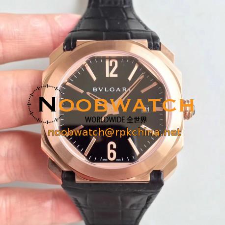 Replica Bvlgari Octo Solotempo 101963 JL Rose Gold Black Dial Swiss BVL193