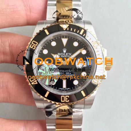 Replica Rolex Submariner Date 116613LN JF Yellow Gold & Stainless Steel Black Dial Swiss 3135