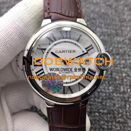 Replica Ballon Bleu De Cartier 42MM W6901351 AJ Stainless Steel Silver Dial Swiss 2824-2