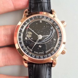 Replica Patek Philippe Grand Complications Sky Moon Celestial 6102R-001 N Rose Gold Black Dial Swiss 240 LU CL C