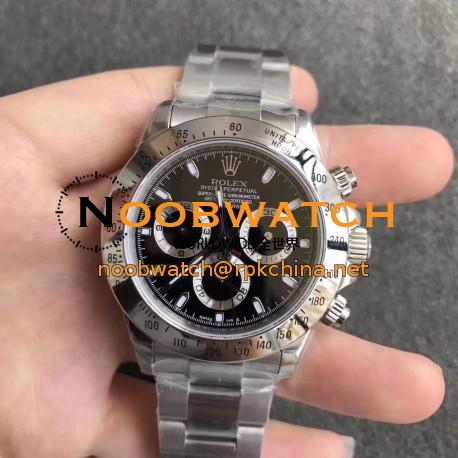 Replica Rolex Daytona Cosmograph 116520 N Stainless Steel Black Dial Swiss 7750 Run 6@SEC