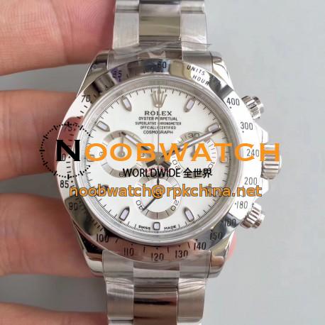 Replica Rolex Daytona Cosmograph 116520 AR Stainless Steel 904L White Dial Swiss 4130 Run 6@SEC