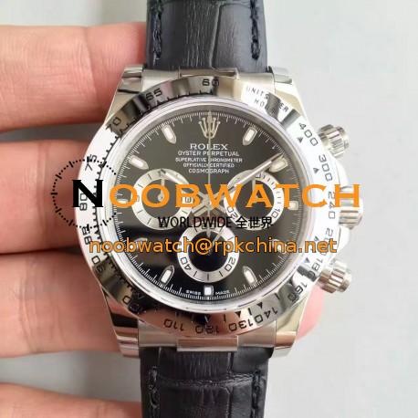 Replica Rolex Daytona Cosmograph 116520 JH Stainless Steel Black Dial Swiss 4130 Run 6@SEC