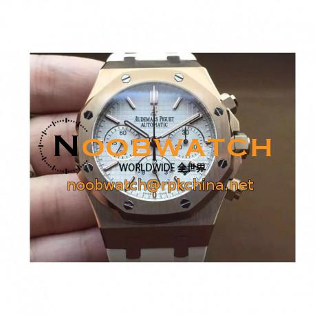 Replica Audemars Piguet Royal Oak Chronograph 26331 Rose Gold White Dial Rubber Strap Swiss 7750