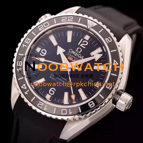 Replica Omega Seamaster Planet Ocean GMT Stainless Steel Black Dial  Swiss 8605