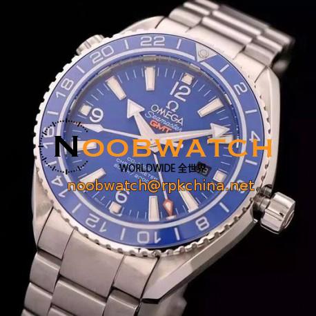 Replica Omega Seamaster Planet Ocean GMT Stainless Steel Blue Dial  Swiss 8605