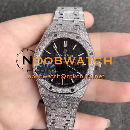 Replica Audemars Piguet Royal Oak Frosted Gold Quartz 33MM 67653 OM Stainless Steel Black Dial Swiss 3132