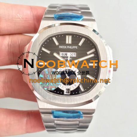 Replica Patek Philippe Nautilus Annual Calendar Moonphase 5726/1A-001 KM V2 Stainless Steel Brown Dial Swiss 324 S QA LU 24H/303