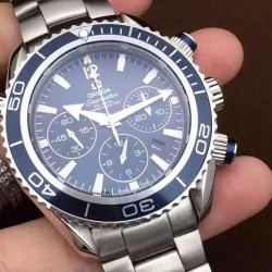 Replica Omega Seamaster Planet Ocean Chronograph 45MM Stainless Steel Blue Dial Swiss 7750