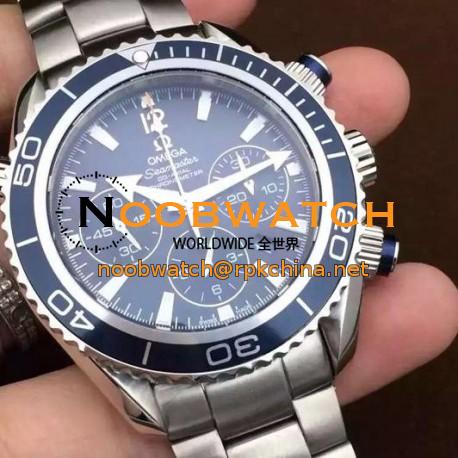 Replica Omega Seamaster Planet Ocean Chronograph 45MM Stainless Steel Blue Dial Swiss 7750