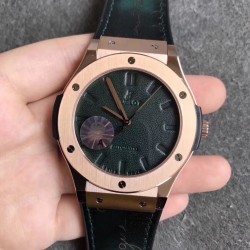 Replica Hublot Classic Fusion Berluti Scritto 511.OX.0500.VR.BER16 SR V2 Rose Gold Green Leather Dial Swiss HUB1100