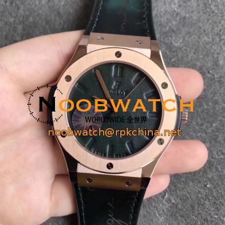 Replica Hublot Classic Fusion Berluti Scritto 511.OX.0500.VR.BER16 SR V2 Rose Gold Green Leather Dial Swiss HUB1100