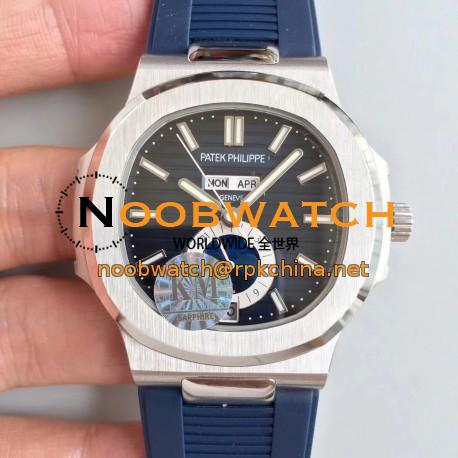 Replica Patek Philippe Nautilus Annual Calendar Moonphase 5726A KM V2 Stainless Steel Blue Dial Swiss 324 S QA LU 24H/303