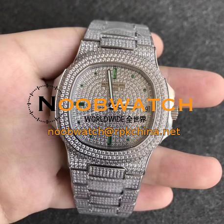 Replica Patek Philippe Nautilus Jumbo 5719/10G-010 KM Stainless Steel & Diamonds Diamond Dial Swiss 324SC