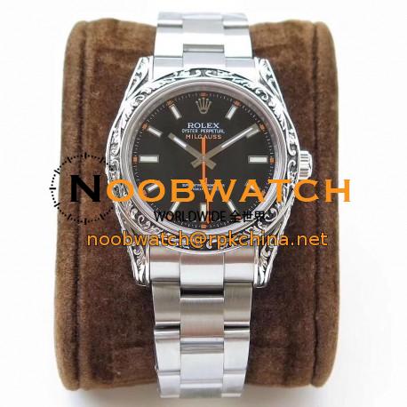 Replica Rolex Milgauss 116400GV GG Stainless Steel Black Dial Swiss 2836-2