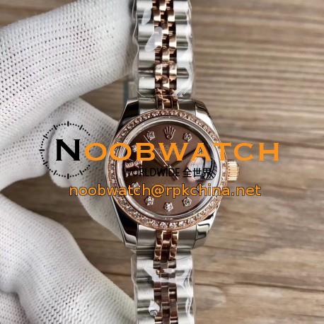 Replica Rolex Lady Datejust 28 279381RBR 28MM WF Stainless Steel & Rose Gold Chocolate Dial Swiss 2671