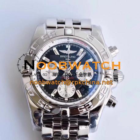 Replica Breitling Chronomat 44 AB011012/B967/375A GF Stainless Steel Black Dial Swiss 7750