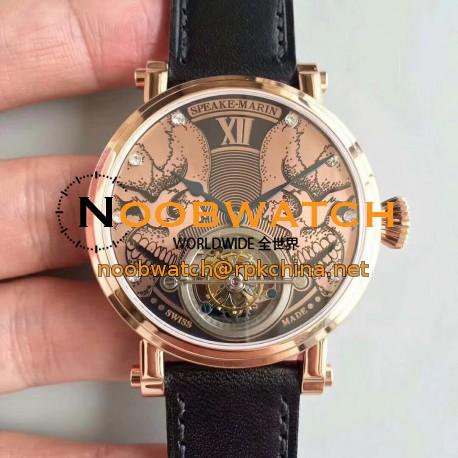 Replica Speake Marin 2002 EQ Rose Gold Gold Skull Dial Swiss Tourbillon