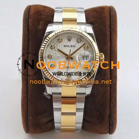 Replica Rolex Datejust 36MM 116234 DJ Stainless Steel 904L & Yellow Gold Silver Anniversary Jubilee Dial Swiss 3135