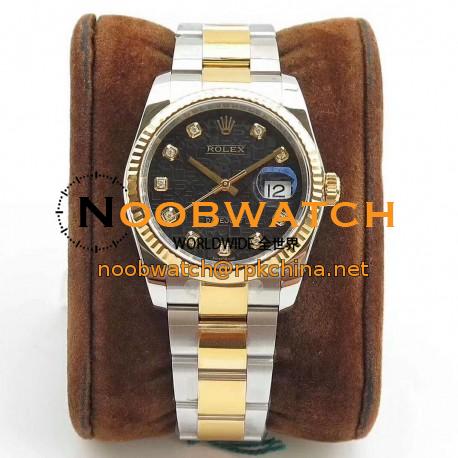 Replica Rolex Datejust 36MM 116234 DJ Stainless Steel 904L & Yellow Gold Black Anniversary Jubilee Dial Swiss 3135