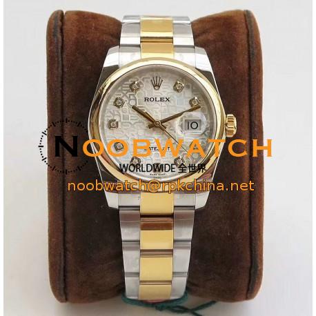 Replica Rolex Datejust 36MM 116234 DJ Stainless Steel 904L & Yellow Gold Silver Anniversary Jubilee Dial Swiss 3135