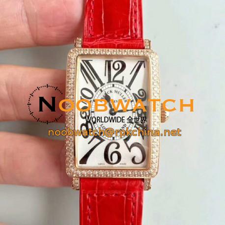 Replica Franck Muller Ladies Long Island 1952 952 QZ D CD GF Rose Gold & Diamonds Silver Dial Swiss Quartz