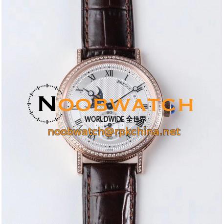 Replica Breguet Classique Moonphase 4396 GXG Rose Gold & Diamond Silver Dial Swiss 5165R