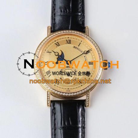 Replica Breguet Classique Moonphase 4396 GXG Yellow Gold & Diamond Gold Dial Swiss 5165R