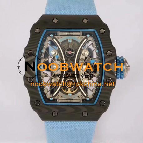 Replica Richard Mille RM53-01 Tourbillon Pablo Mac Donough KV Forged Carbon Skeleton Blue Dial M9015