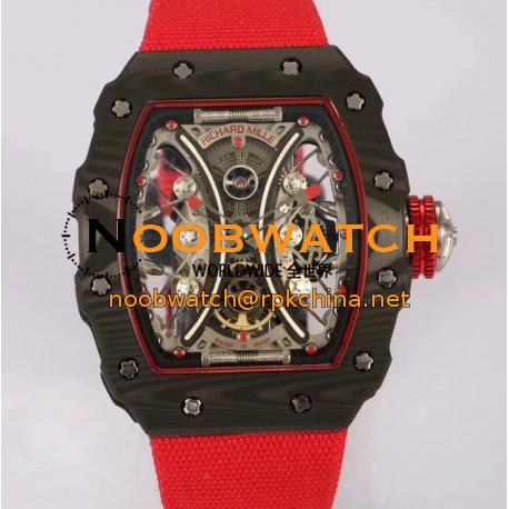 Replica Richard Mille RM53-01 Tourbillon Pablo Mac Donough KV Forged Carbon Skeleton Red Dial M9015