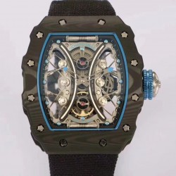 Replica Richard Mille RM53-01 Tourbillon Pablo Mac Donough KV Forged Carbon Skeleton Blue Dial M9015