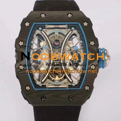 Replica Richard Mille RM53-01 Tourbillon Pablo Mac Donough KV Forged Carbon Skeleton Blue Dial M9015