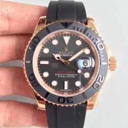 Replica Rolex Yacht-Master 40 116655 AR Rose Gold Black Dial Swiss 3135