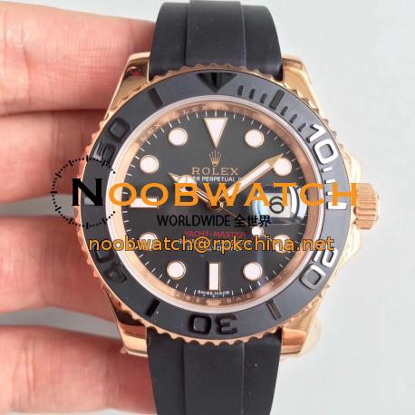 Replica Rolex Yacht-Master 40 116655 AR Rose Gold Black Dial Swiss 3135