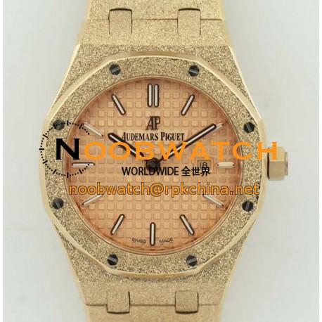 Replica Audemars Piguet Royal Oak Frosted Gold Quartz 33MM 67653 OM Rose Gold Rose Gold Dial Swiss 3132