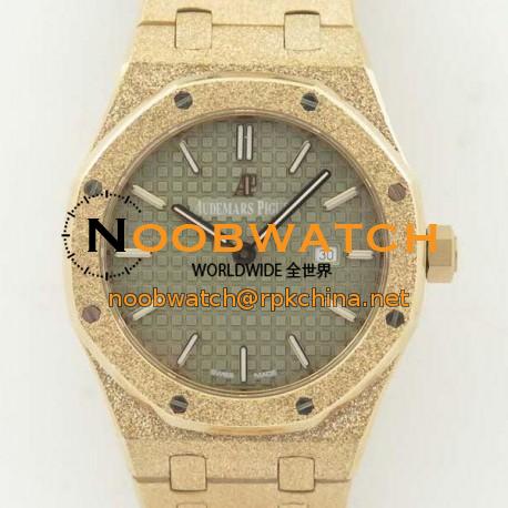 Replica Audemars Piguet Royal Oak Frosted Gold Quartz 33MM 67653 OM Rose Gold Green Dial Swiss 3132