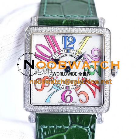 Replica Franck Muller Master Square Ladies 6002 M QZ D  GF Stainless Steel & Diamonds White Dial Swiss Quartz