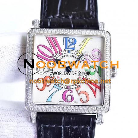 Replica Franck Muller Master Square Ladies 6002 M QZ D  GF Stainless Steel & Diamonds White Dial Swiss Quartz